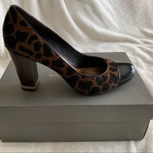 Ann Taylor Leopard Haircalf Block Heel Pumps